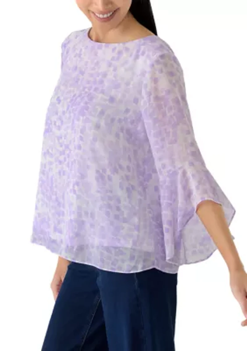 Petite Ruffle Sleeve Blouse