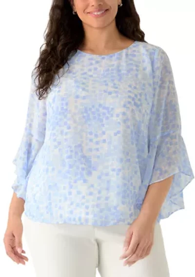 Plus Ruffle Sleeve Blouse