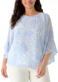 Plus Ruffle Sleeve Blouse