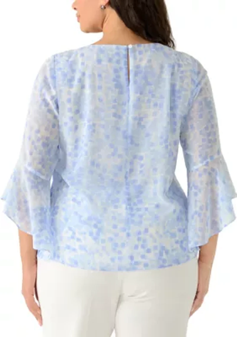 Plus Ruffle Sleeve Blouse