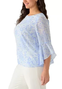 Plus Ruffle Sleeve Blouse