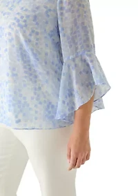 Plus Ruffle Sleeve Blouse