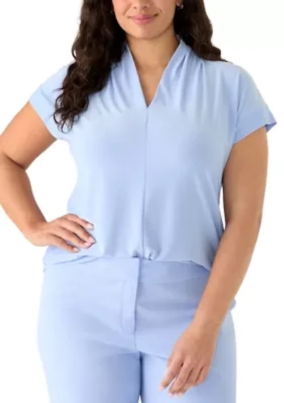 Plus Extended Cap Sleeve Blouse