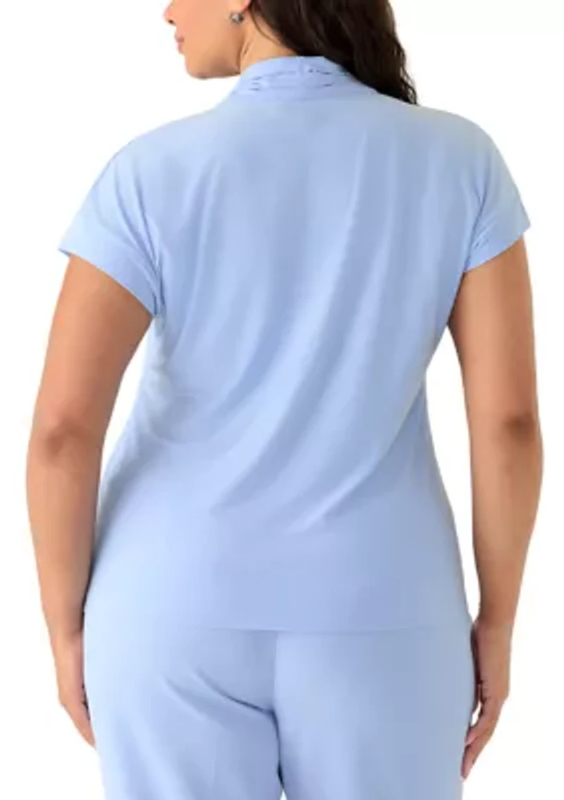 Plus Extended Cap Sleeve Blouse