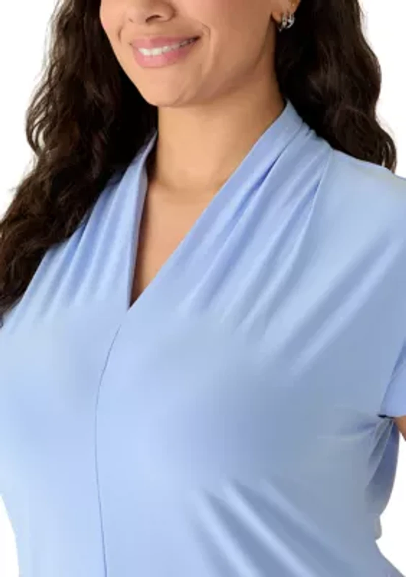 Plus Extended Cap Sleeve Blouse