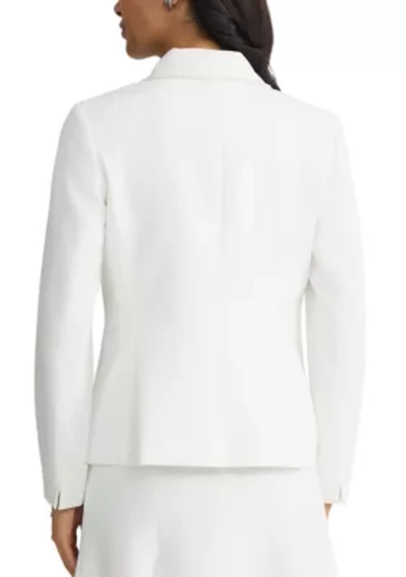 Women's Shawl Collar Pearl Trim Jacket