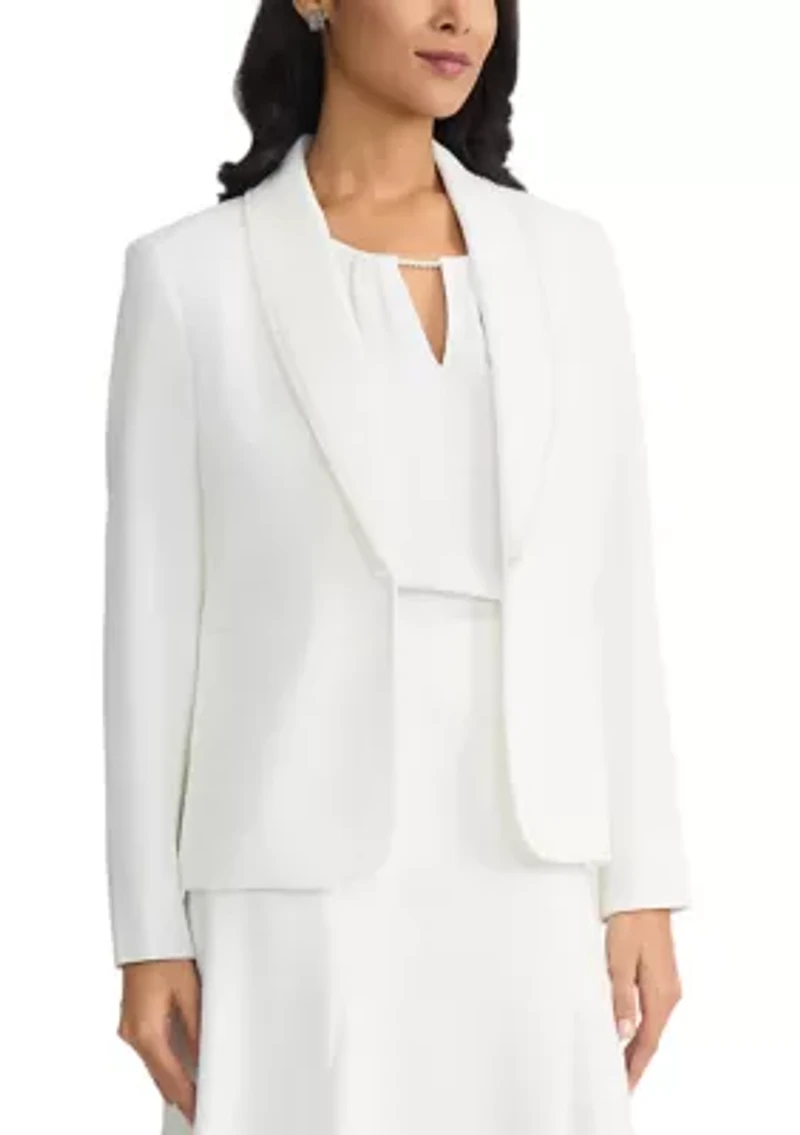 Petite Pearl Trim Shawl Collar Jacket