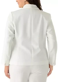 Plus Shawl Collar Pearl Trim Jacket