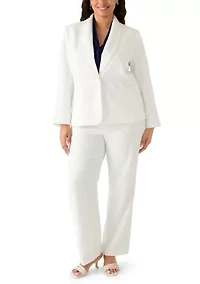 Plus Shawl Collar Pearl Trim Jacket