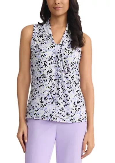 Petite Sleeveless Knot Front Blouse