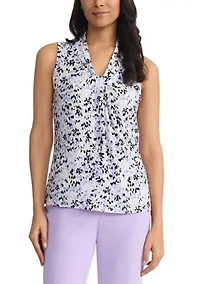 Petite Sleeveless Knot Front Blouse