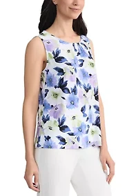 Women's Sleeveless Shirred Neck Top