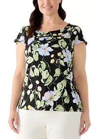 Plus Cowl Neck Knit Blouse