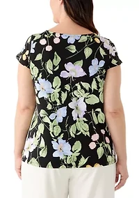 Plus Cowl Neck Knit Blouse