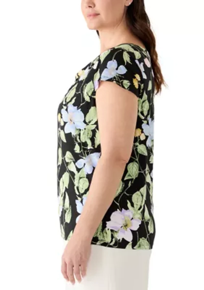 Plus Cowl Neck Knit Blouse