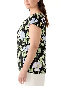 Plus Cowl Neck Knit Blouse