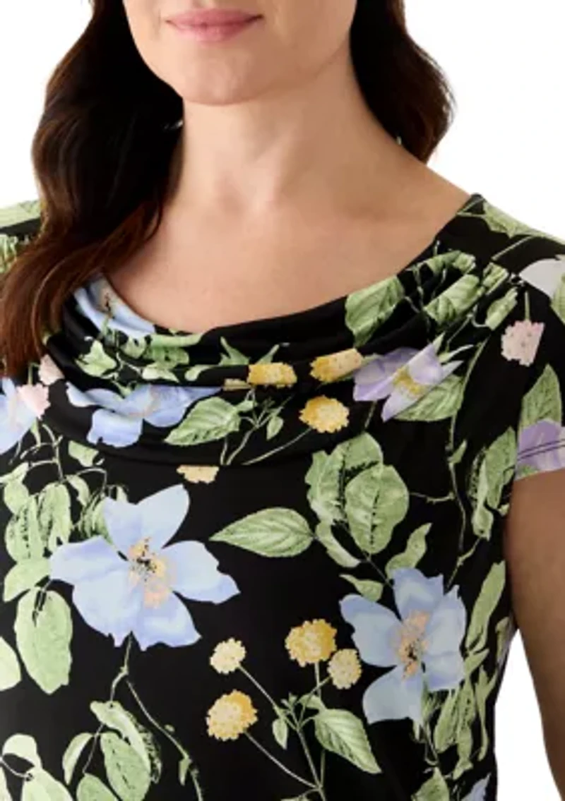 Plus Cowl Neck Knit Blouse