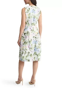 Women's Princess Seam Box Pleat Floral Dress