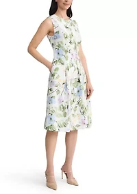 Women's Princess Seam Box Pleat Floral Dress