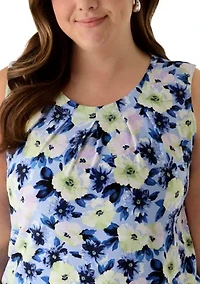 Plus Sleeve Sleeveless Printed Top