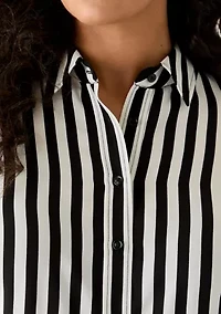 Plus Long Sleeve Button Front Blouse