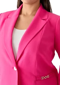 Plus One Button Blazer with Hardware Detail