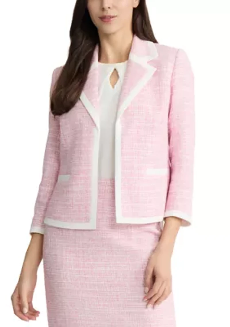 Women's Open Seamed Tweed Notch Collar Blazer