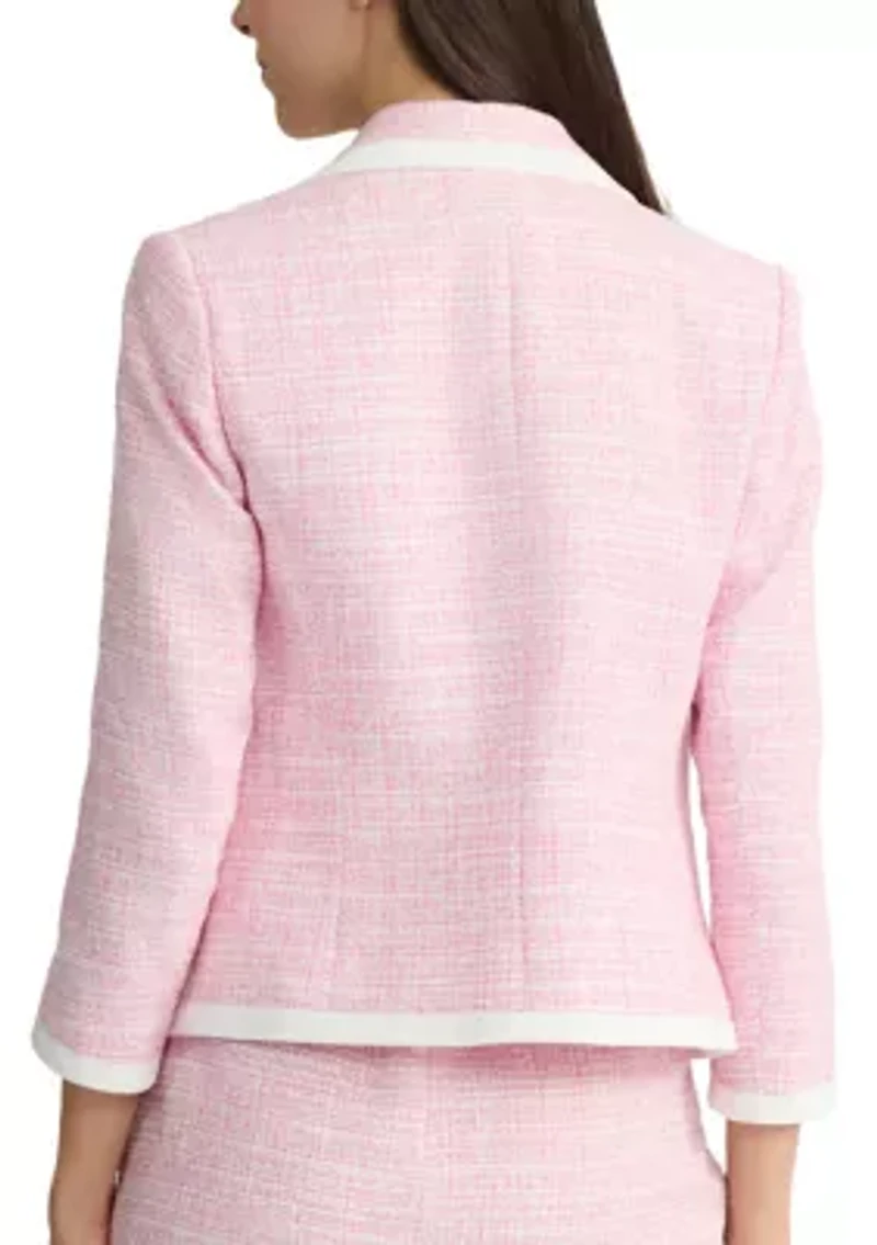 Women's Open Seamed Tweed Notch Collar Blazer