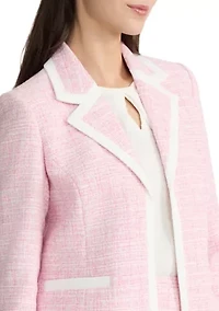 Women's Open Seamed Tweed Notch Collar Blazer