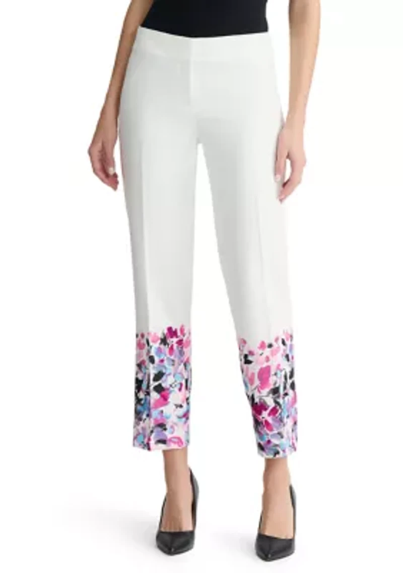 Women's Fly Front Lined Straight Ankle Pants