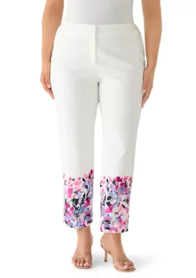 Plus Straight Leg Print Ankle Pants