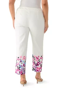 Plus Straight Leg Print Ankle Pants