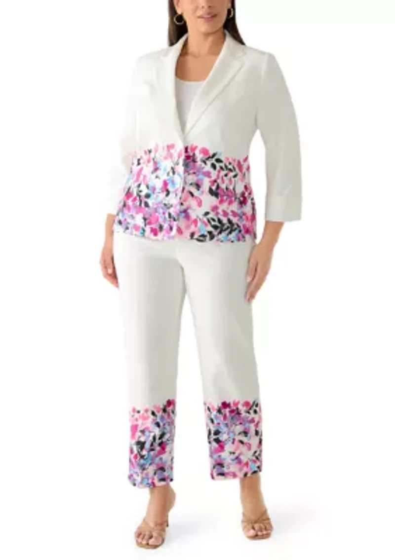 Plus Straight Leg Print Ankle Pants