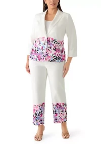 Plus Straight Leg Print Ankle Pants