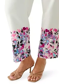 Plus Straight Leg Print Ankle Pants