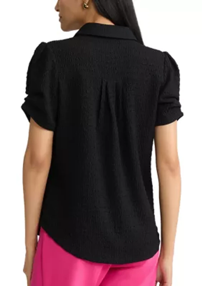 Women's Short Sleeve Button Front Top
