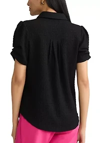 Women's Short Sleeve Button Front Top