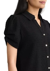 Women's Short Sleeve Button Front Top