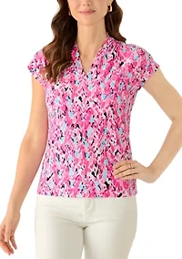 Women's Extended Shoulder Funnel Neck Top