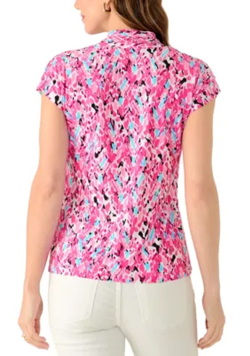 Women's Extended Shoulder Funnel Neck Top