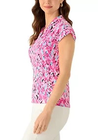 Women's Extended Shoulder Funnel Neck Top