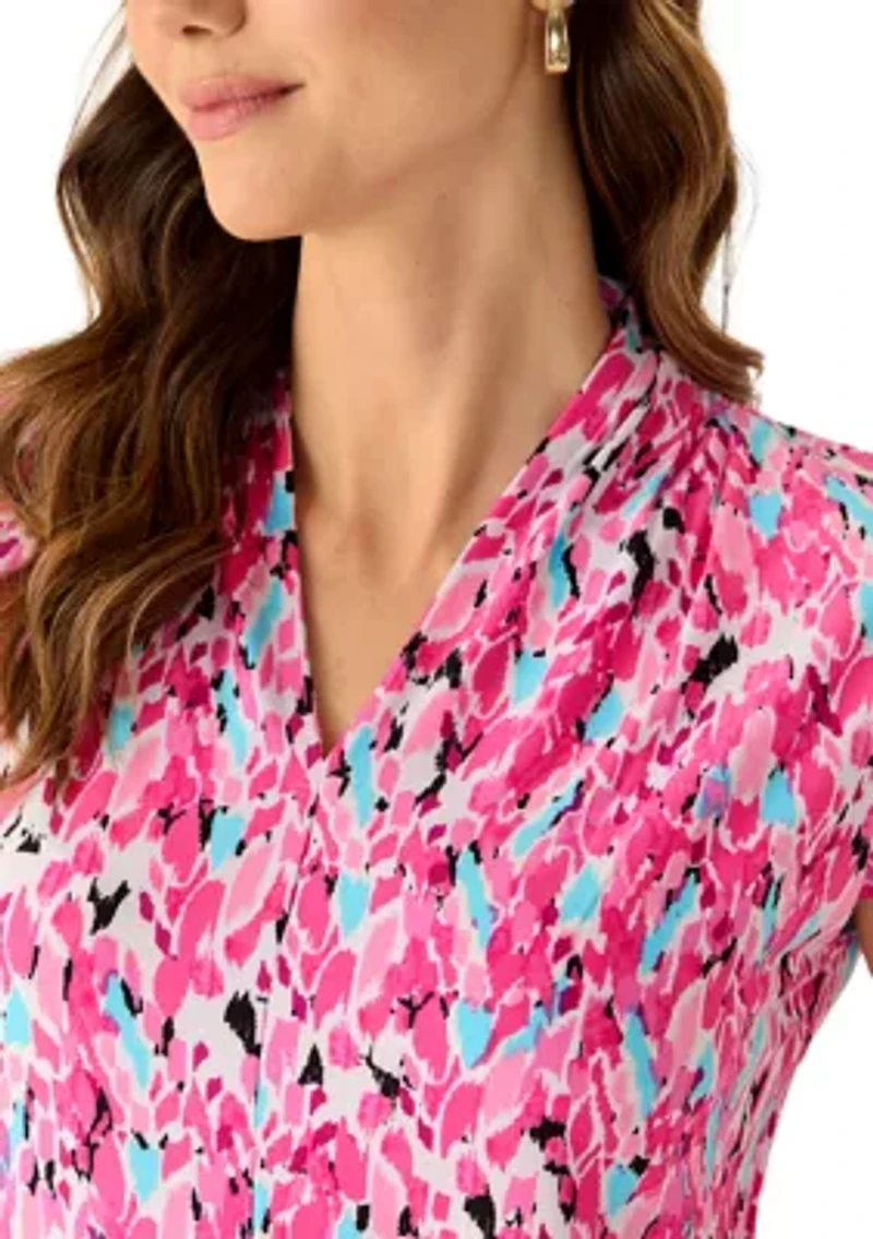 Women's Extended Shoulder Funnel Neck Top