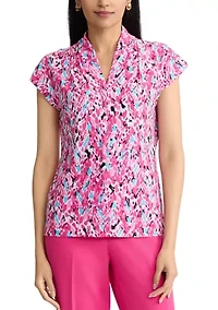 Petite Extended Shoulder Funnel Neck Top