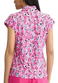 Petite Extended Shoulder Funnel Neck Top