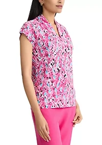 Petite Extended Shoulder Funnel Neck Top