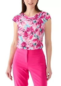 Women's Cowl Neck Print Top