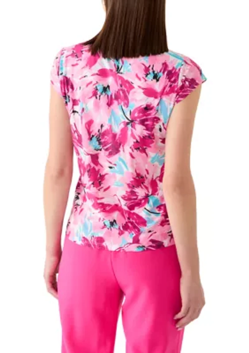 Women's Cowl Neck Print Top