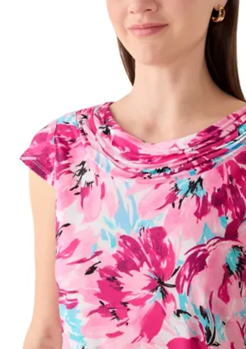 Women's Cowl Neck Print Top