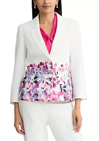 Women's 2 Button Three-Quarter Sleeve Notch Collar Jacket