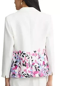 Women's 2 Button Three-Quarter Sleeve Notch Collar Jacket